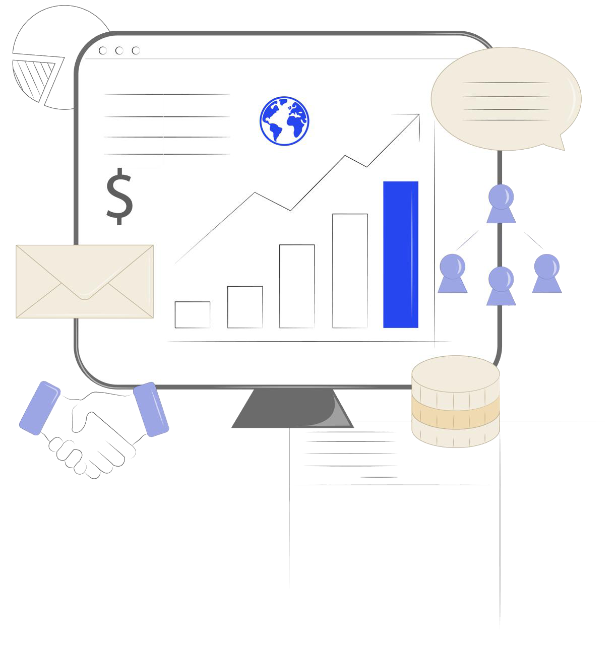 Business illustration showing strategic planning and business growth