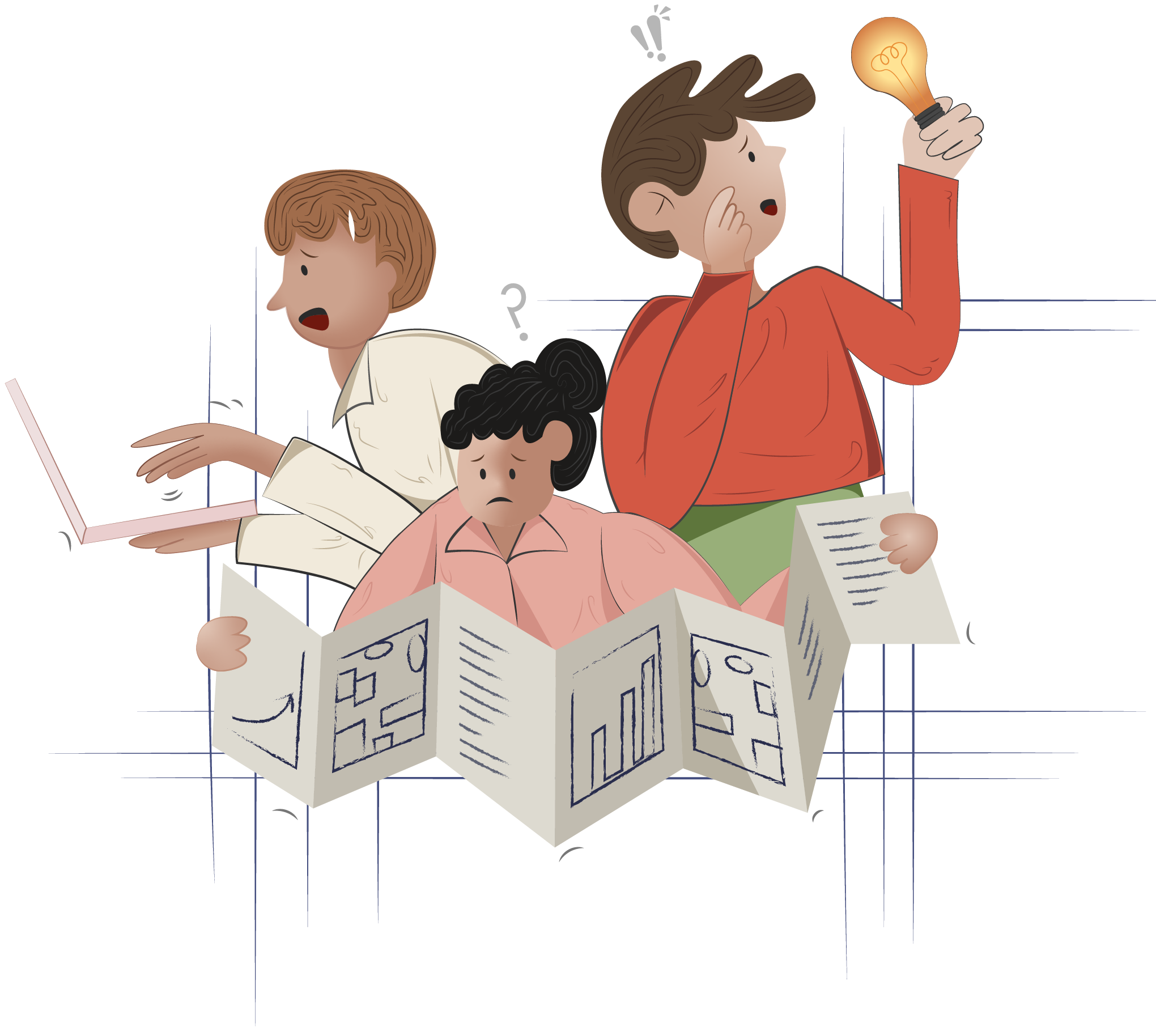 Business illustration showing operational challenges and manual processes